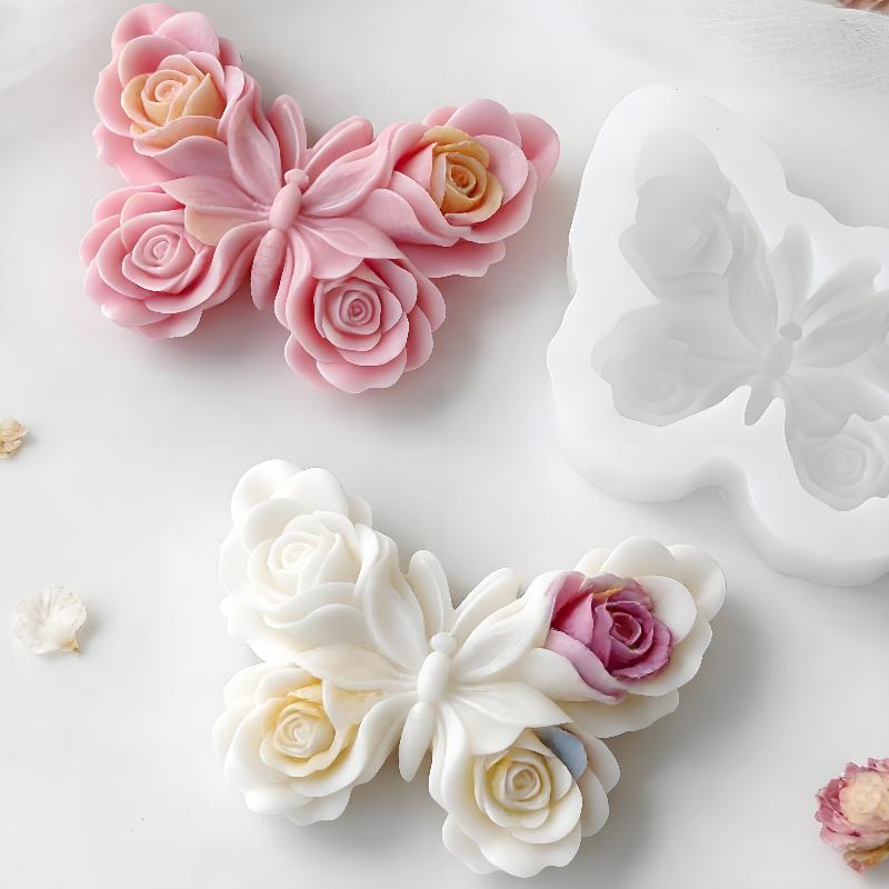 Soap Making Dish - DIY 장미 나비 모양 실리콘 몰드