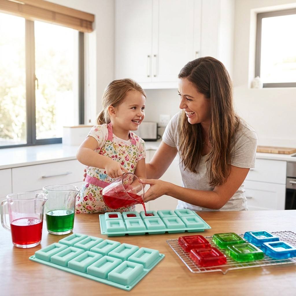 논스틱 10홀 직사각형 실리콘 베이킹 몰드 유연한 테두 - Soap Making Jelly 리뷰 및 가격