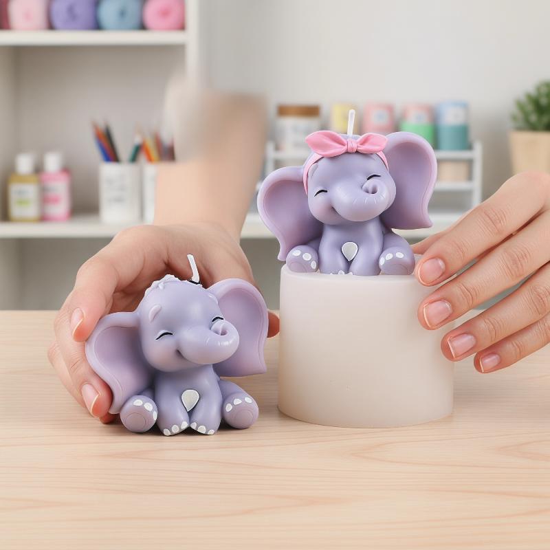 귀여운 3D 코끼리 실리콘 캔들 몰드, 쉽게 분리되는  - Soap Making Dish 리뷰 및 가격