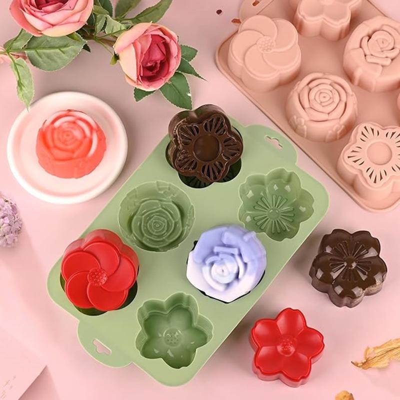 SU 플라워 실리콘 몰드, 6가지 꽃 모양 베이킹 몰드 - Soap Making Jelly 리뷰 및 가격